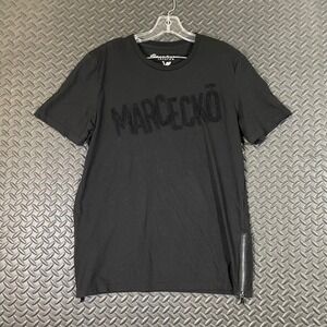 Y2K Marc Ecko Cut & Sew T-Shirt Black M Raised Logo Side Zipper Graphic Tee‎ Men